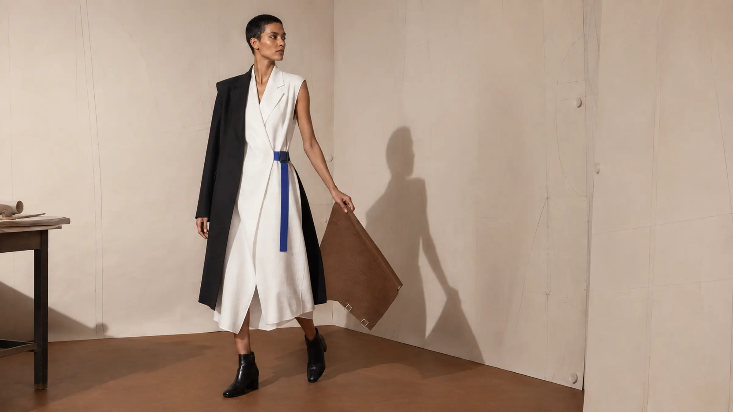 The Ninth Form hero look reconfigured with its bone underlayer, black outer coat and detachable tobacco panel.